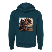 Load image into Gallery viewer, Rodeo Barrel Racer Zip-Up Front Pocket Hooded Sweatshirt
