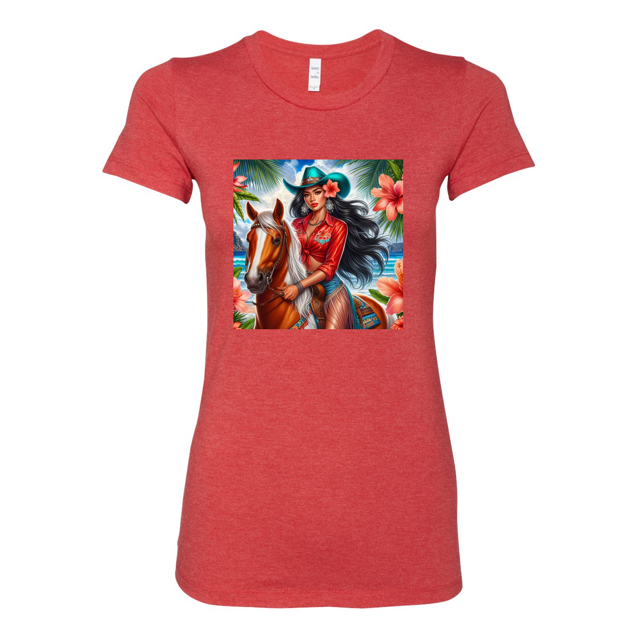 Hawaiian Cowgirl on Horse Favorite T Shirts