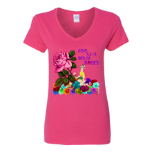 Load image into Gallery viewer, Life Is A Bed Of Roses V-Neck Cotton T-Shirts
