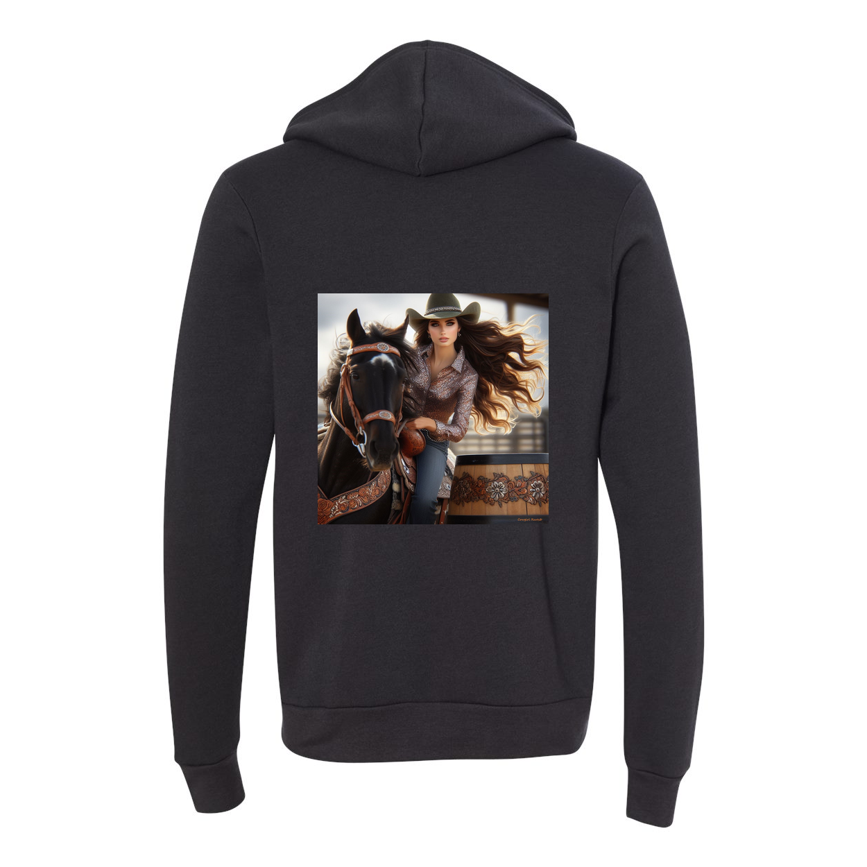 Rodeo Barrel Racer Zip-Up Front Pocket Hooded Sweatshirt