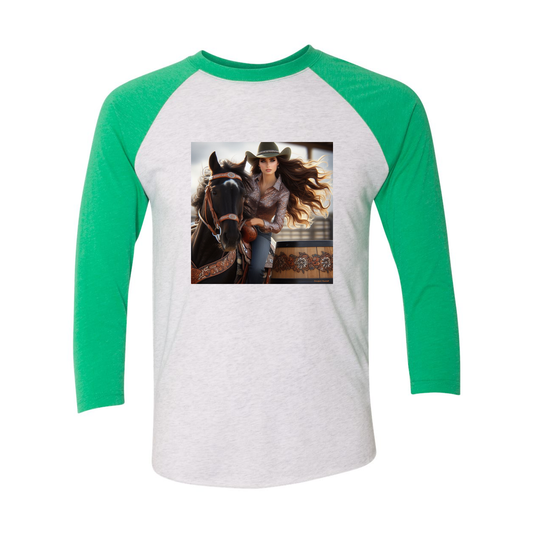 Rodeo Barrel Racer 3 4 Sleeve Raglan T Shirt