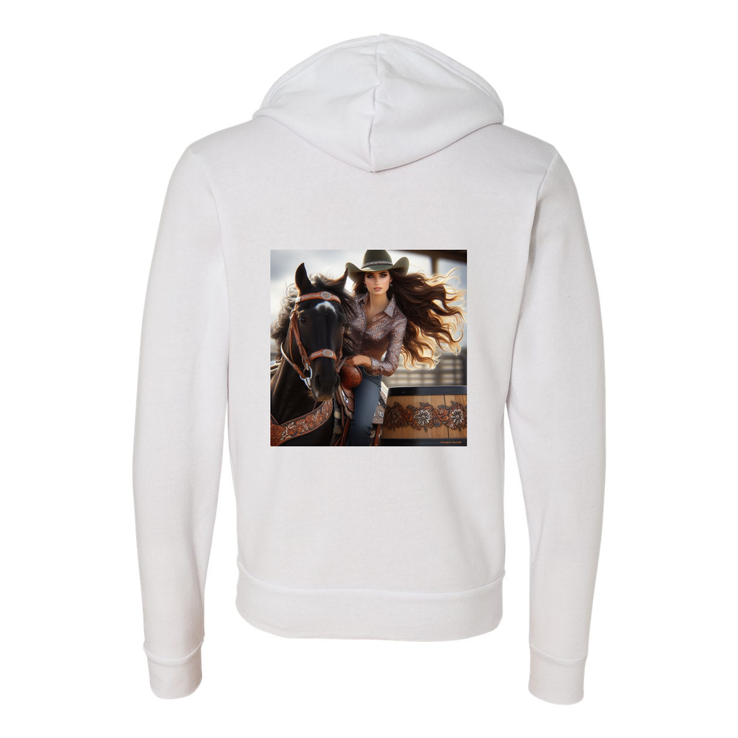 Rodeo Barrel Racer Zip-Up Front Pocket Hooded Sweatshirt