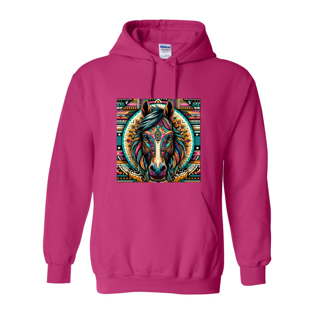 Tribal Horse Dusty Pull Over Front Pocket Hoodies