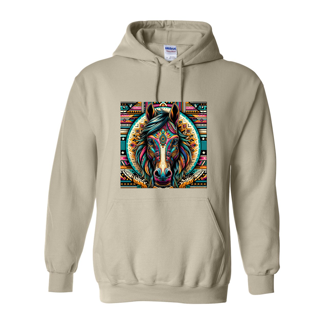 Tribal Horse Dusty Pull Over Front Pocket Hoodies