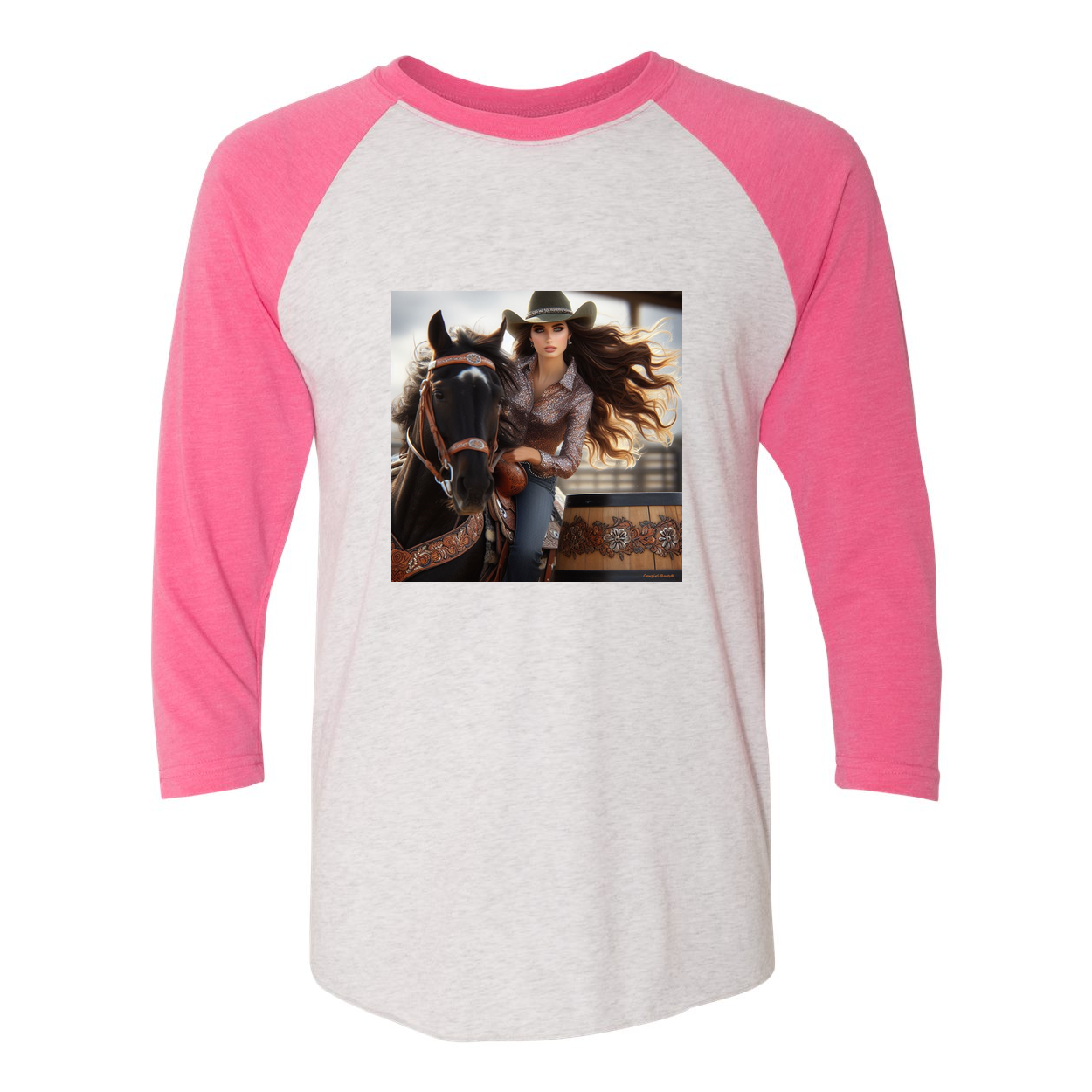 Rodeo Barrel Racer 3 4 Sleeve Raglan T Shirt