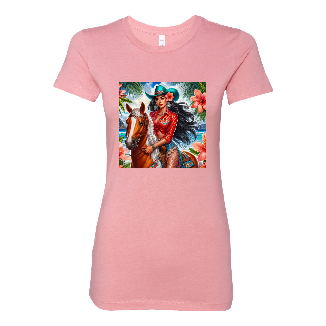 Hawaiian Cowgirl on Horse Favorite T Shirts