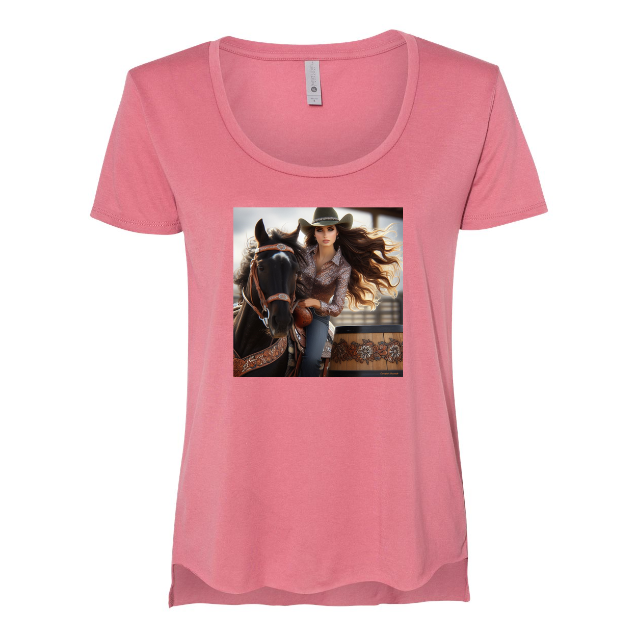 Rodeo Barrel Racer Scoop Neck T Shirt