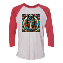 Load image into Gallery viewer, Tribal Horse Dusty! 3 4 Sleeve Raglan T Shirts
