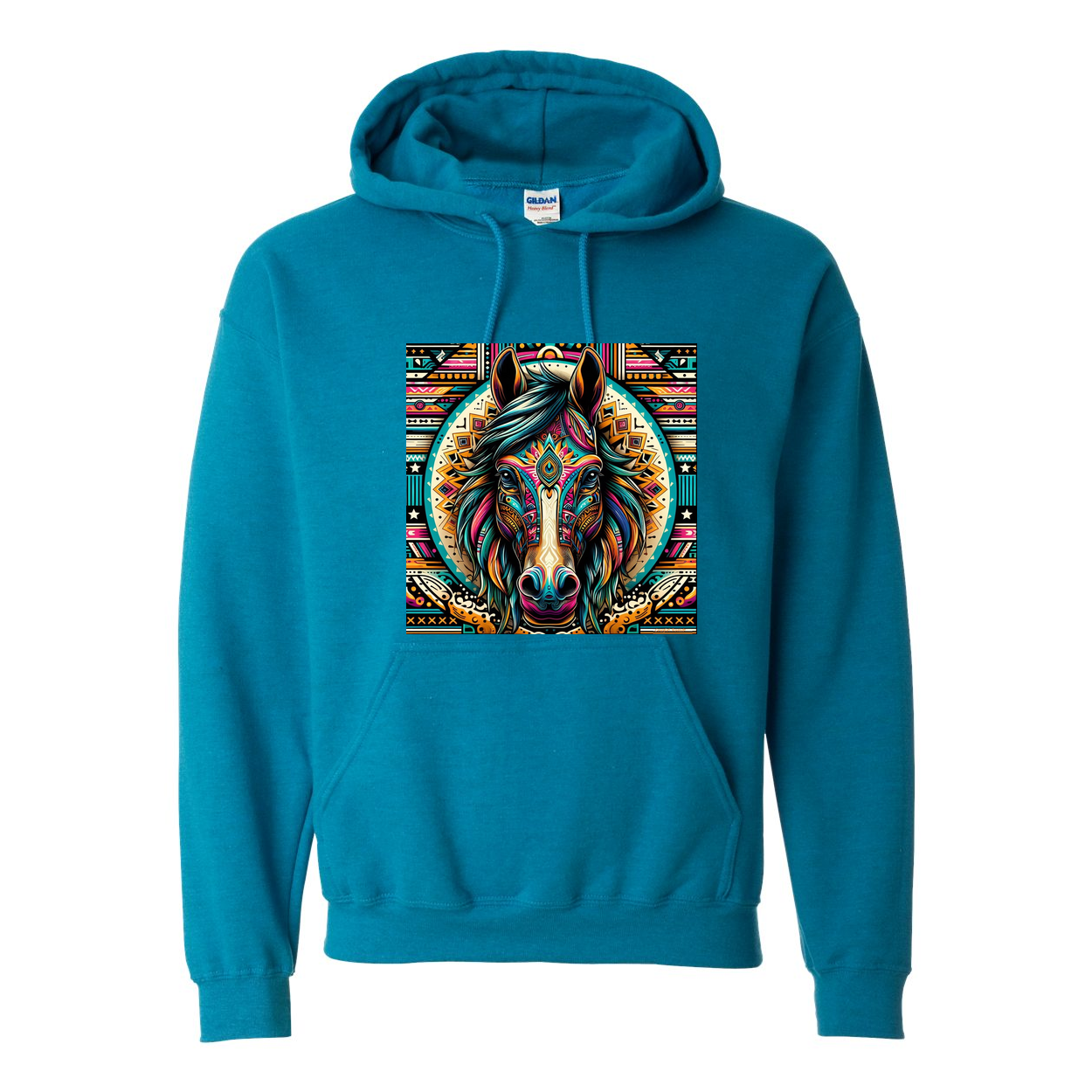 Tribal Horse Dusty Pull Over Front Pocket Hoodies