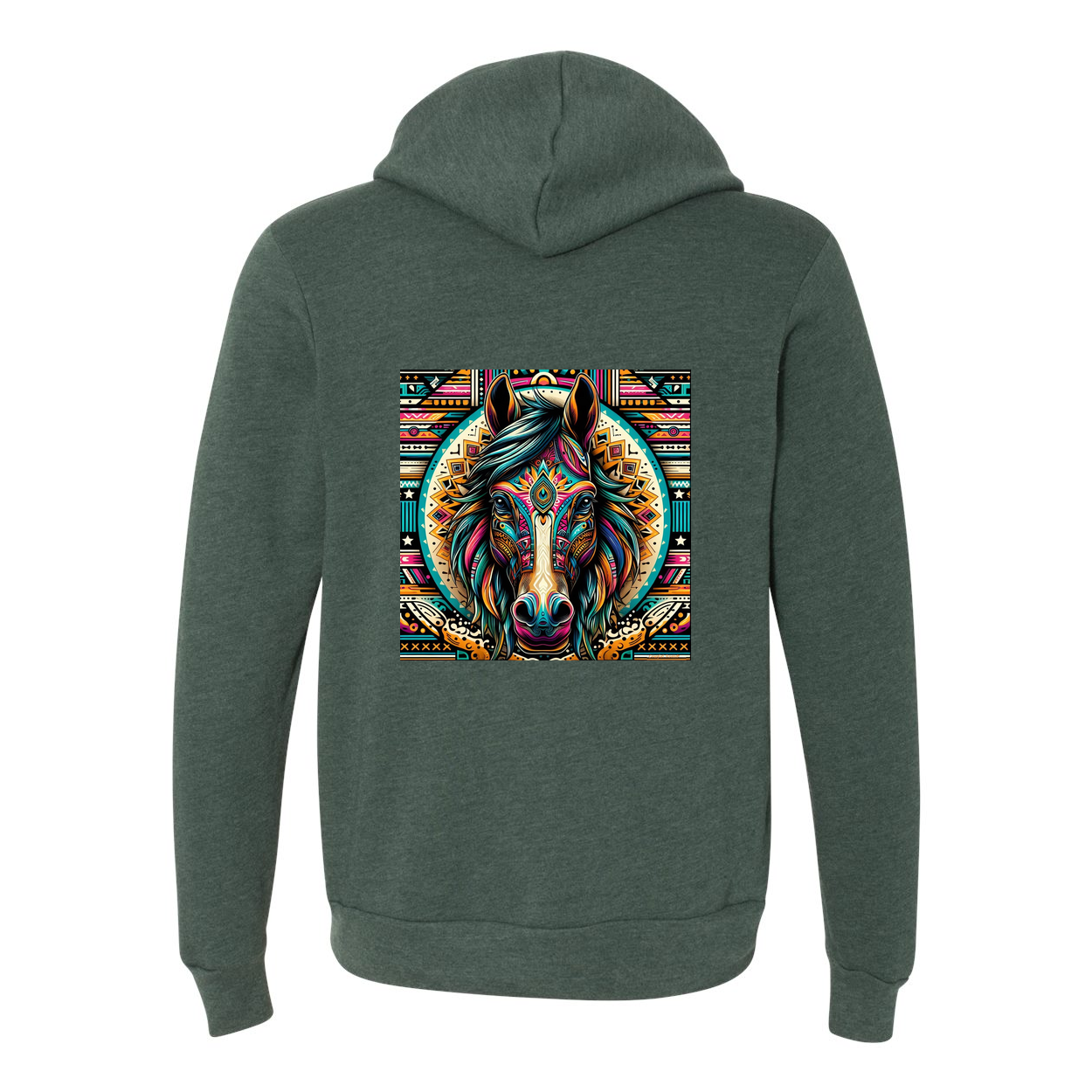 Tribal Horse Dusty Zip-Up Front Pocket Hooded Sweatshirts