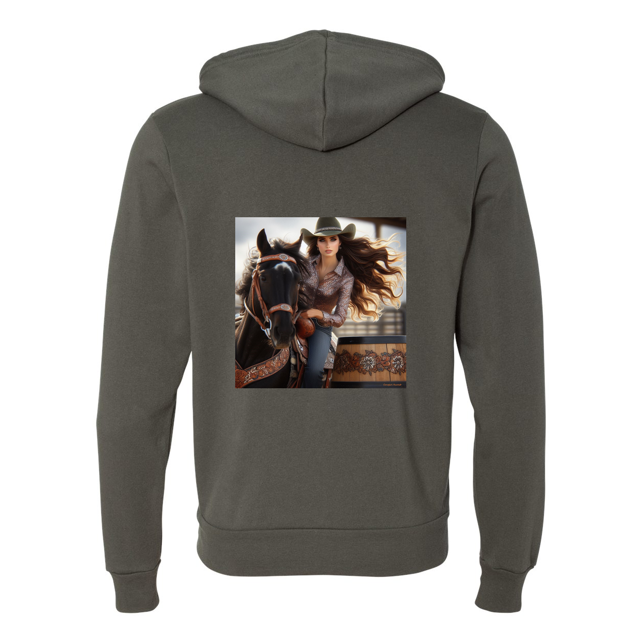 Rodeo Barrel Racer Zip-Up Front Pocket Hooded Sweatshirt