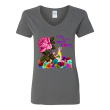 Load image into Gallery viewer, Life Is A Bed Of Roses V-Neck Cotton T-Shirts
