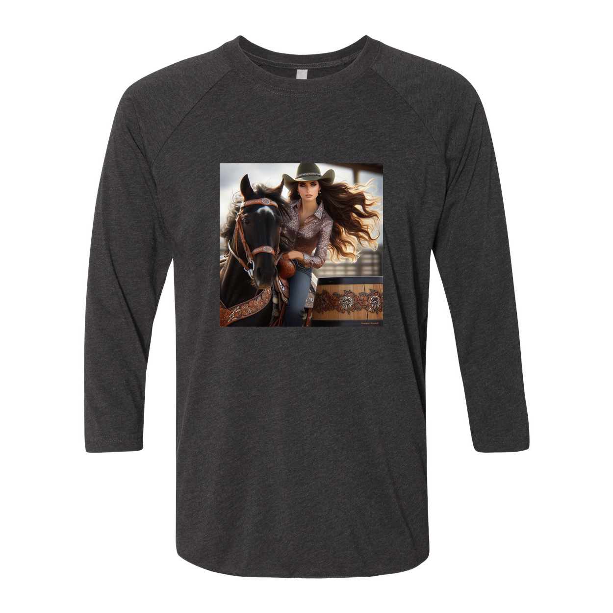 Rodeo Barrel Racer 3 4 Sleeve Raglan T Shirt