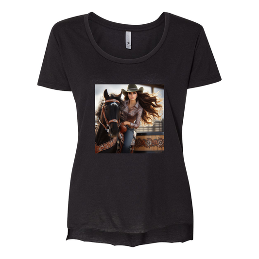 Rodeo Barrel Racer Scoop Neck T Shirt