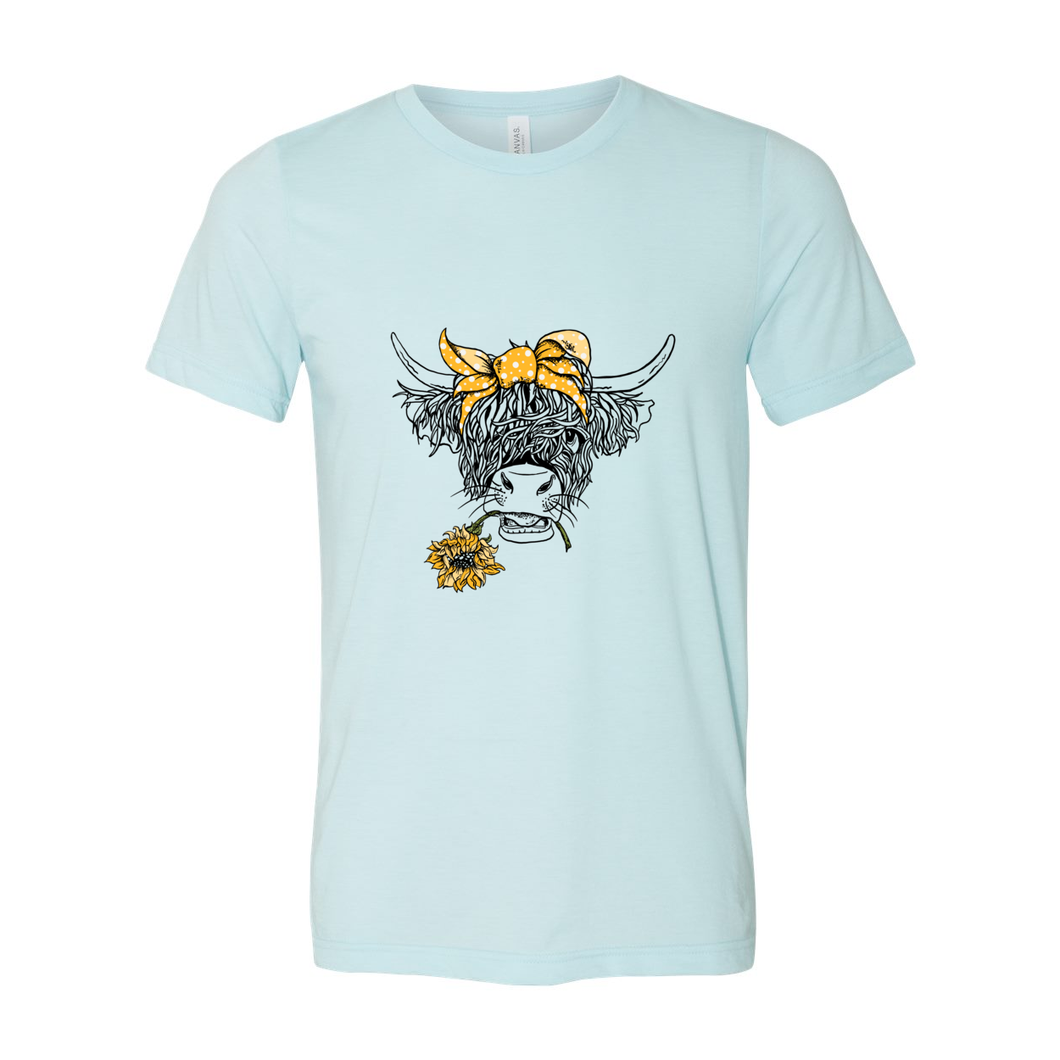 Cowgirl Roots™  Shaggy Cow with Sunflower T Shirts