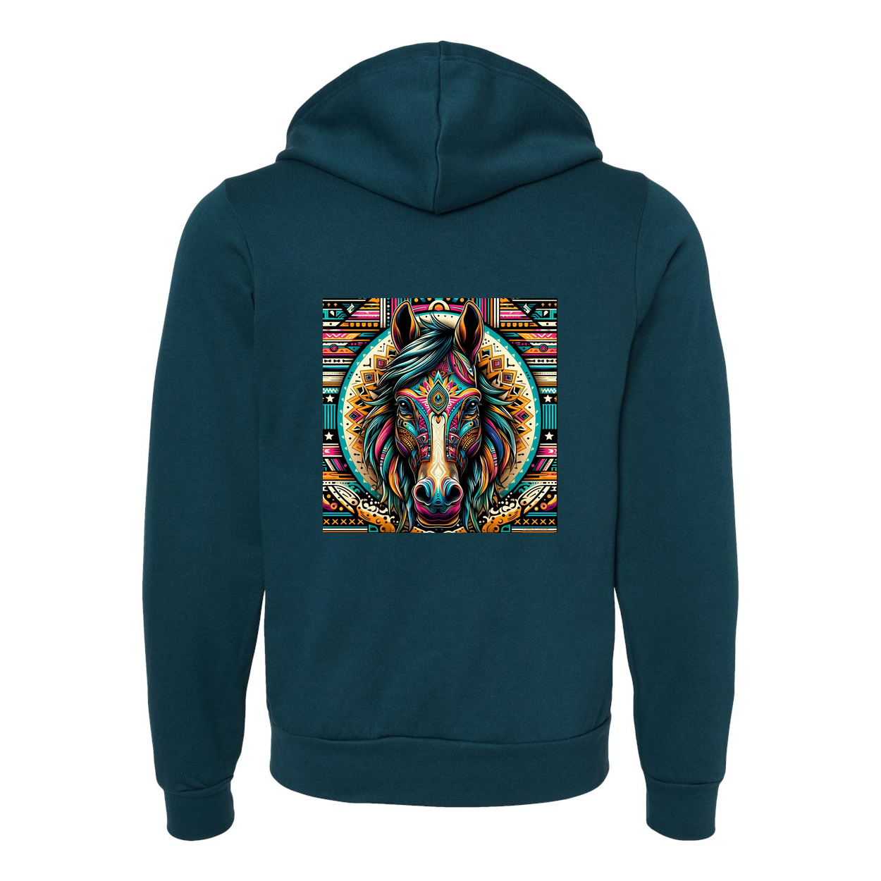 Tribal Horse Dusty Zip-Up Front Pocket Hooded Sweatshirts