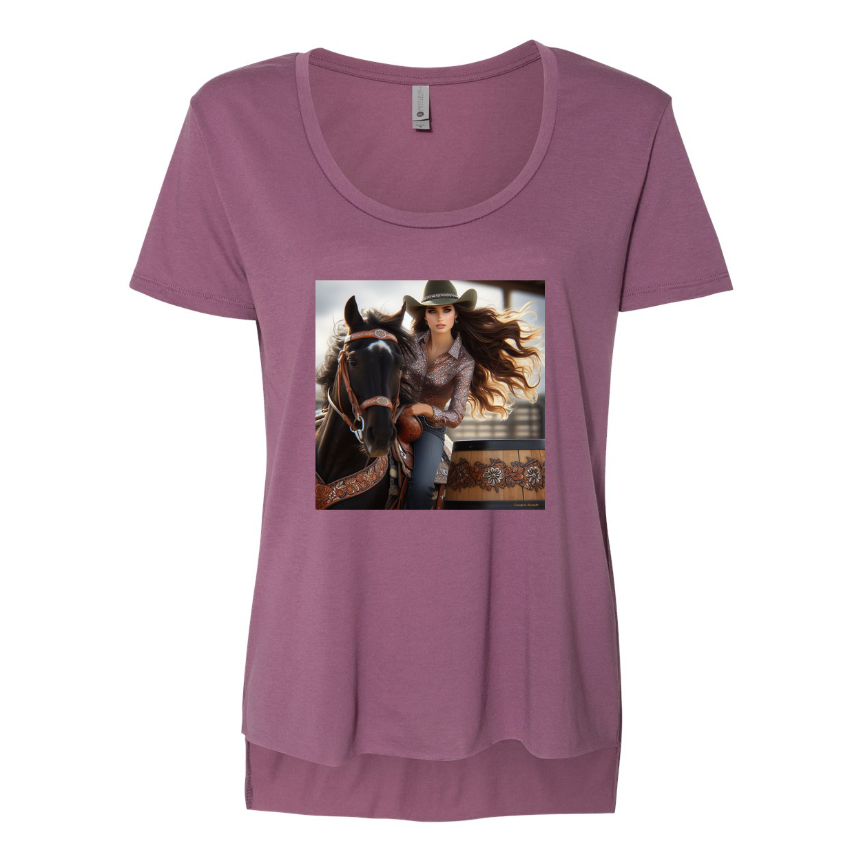 Rodeo Barrel Racer Scoop Neck T Shirt