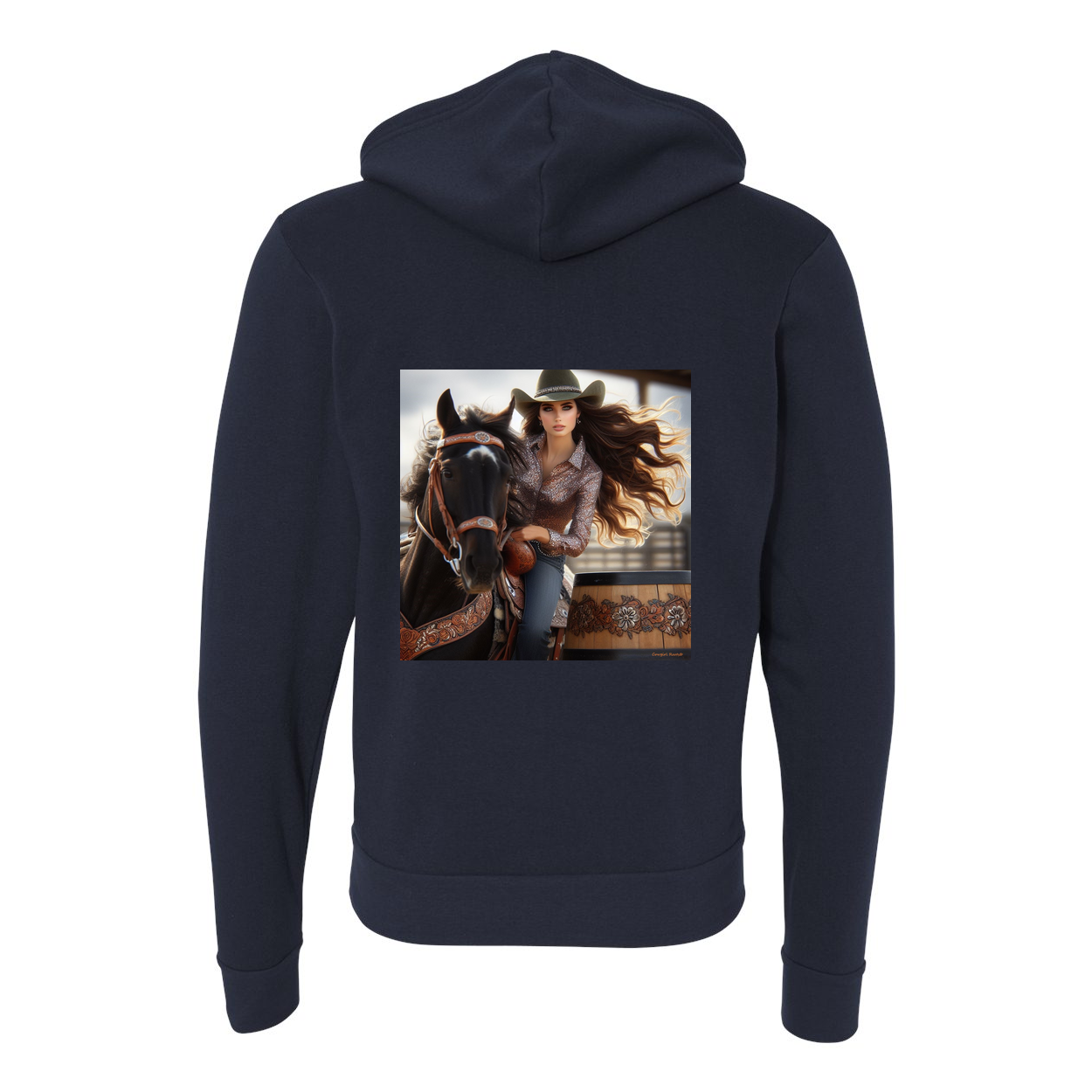 Rodeo Barrel Racer Zip-Up Front Pocket Hooded Sweatshirt