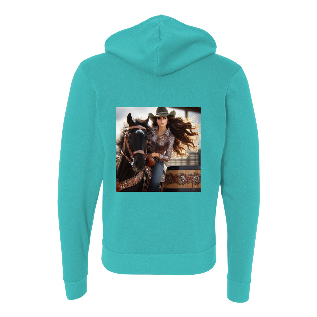 Rodeo Barrel Racer Zip-Up Front Pocket Hooded Sweatshirt