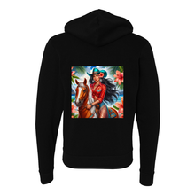 Load image into Gallery viewer, Hawaiian Cowgirl on Horse Zip-Up Front Pocket Hooded Sweatshirts
