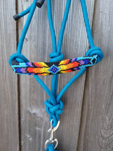 Load image into Gallery viewer, Fire and Ice Arrows Hand Beaded Rope Halter with Lead Rope For Horse and Pony
