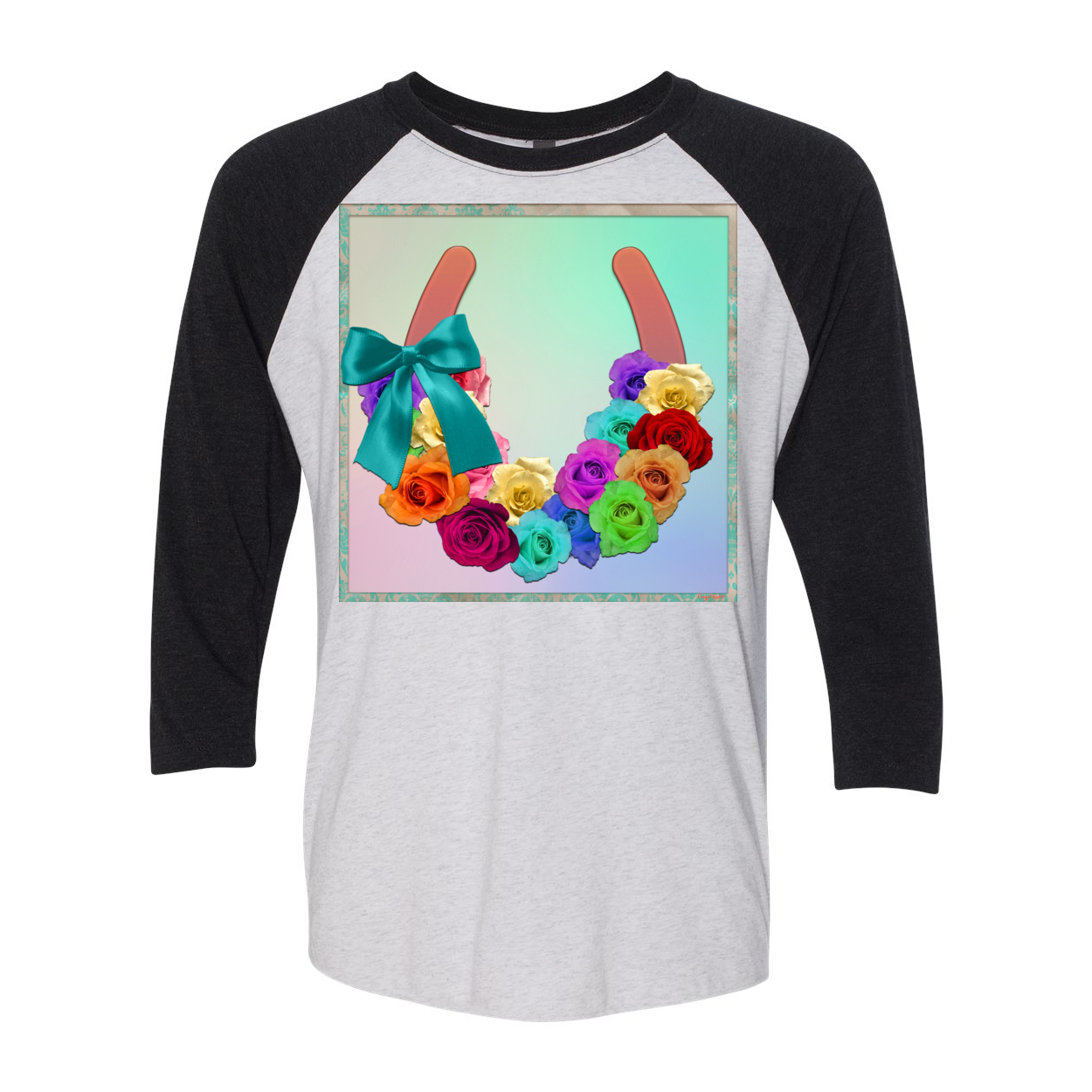 Cowgirl Roots™ Lucky Roses Horseshoe 3/4 Sleeve T Shirts