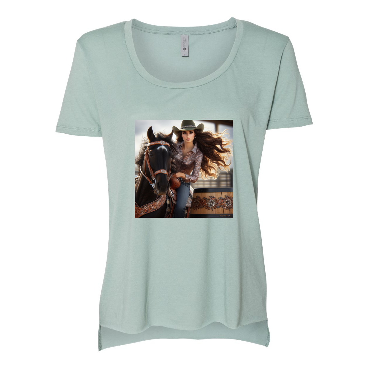 Rodeo Barrel Racer Scoop Neck T Shirt