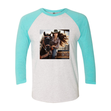 Load image into Gallery viewer, Rodeo Barrel Racer 3 4 Sleeve Raglan T Shirt
