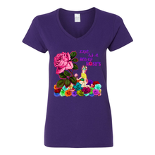 Load image into Gallery viewer, Life Is A Bed Of Roses V-Neck Cotton T-Shirts

