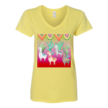 Load image into Gallery viewer, Desert Llama V-Neck Cotton T-Shirts
