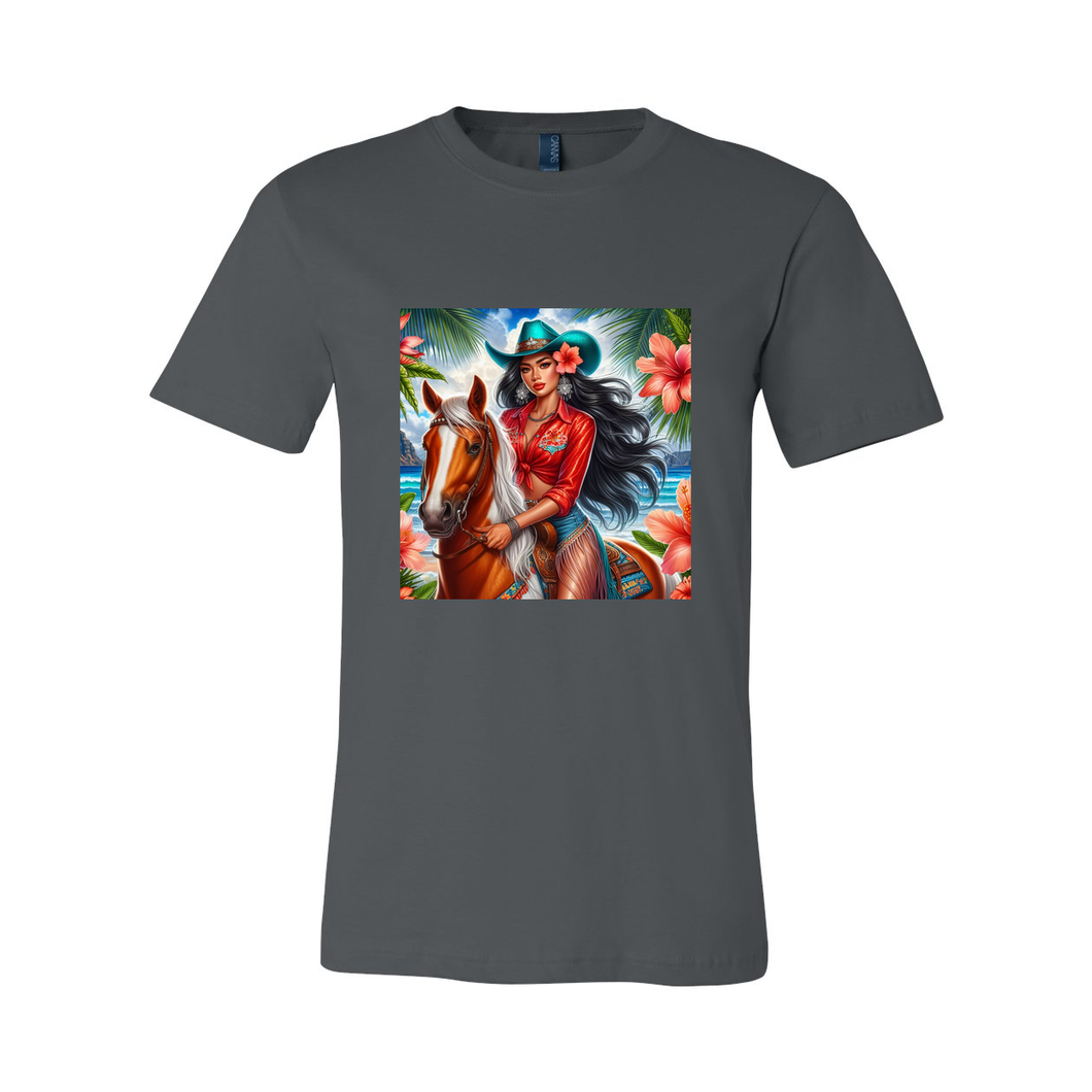 Hawaiian Cowgirl on Horse T Shirts