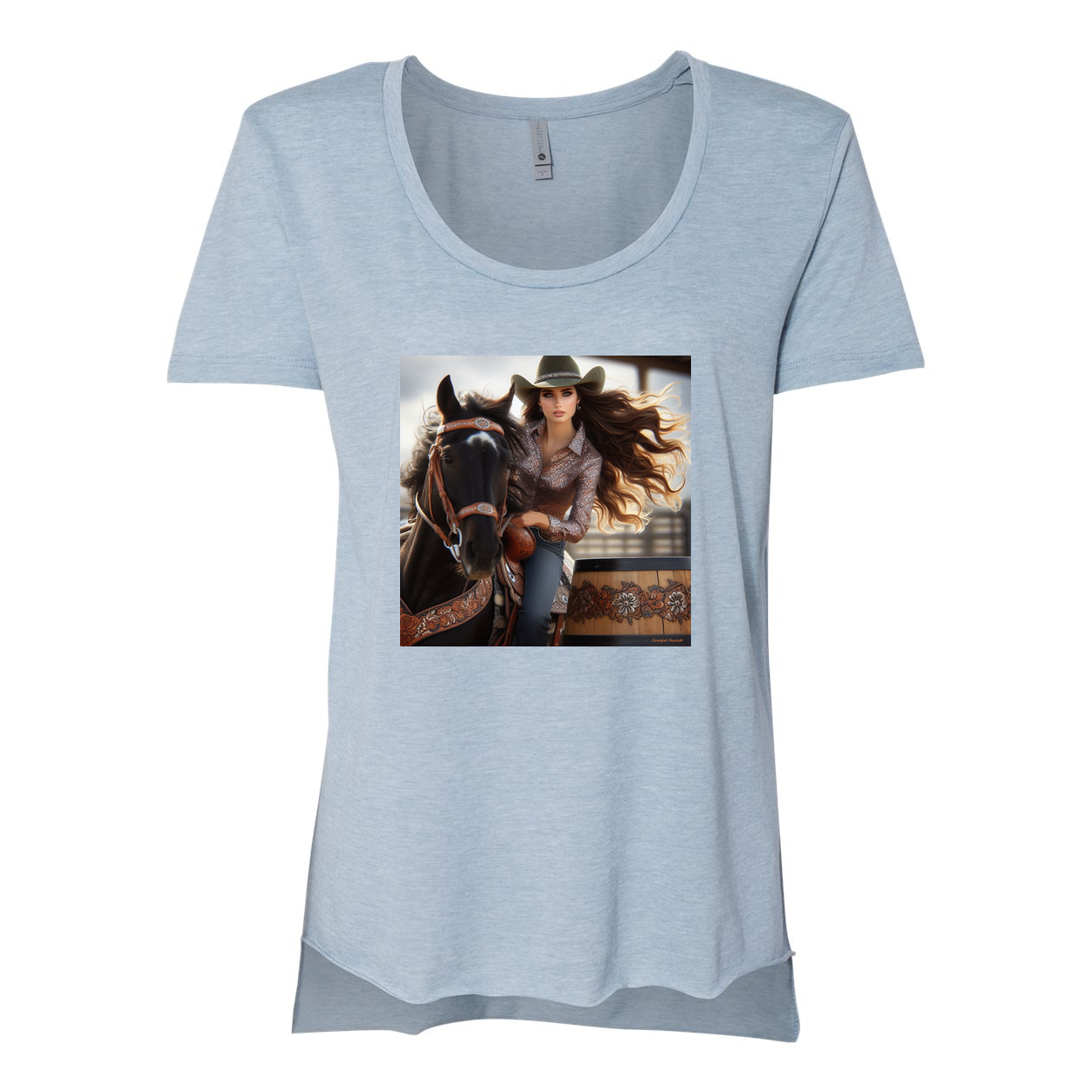 Rodeo Barrel Racer Scoop Neck T Shirt