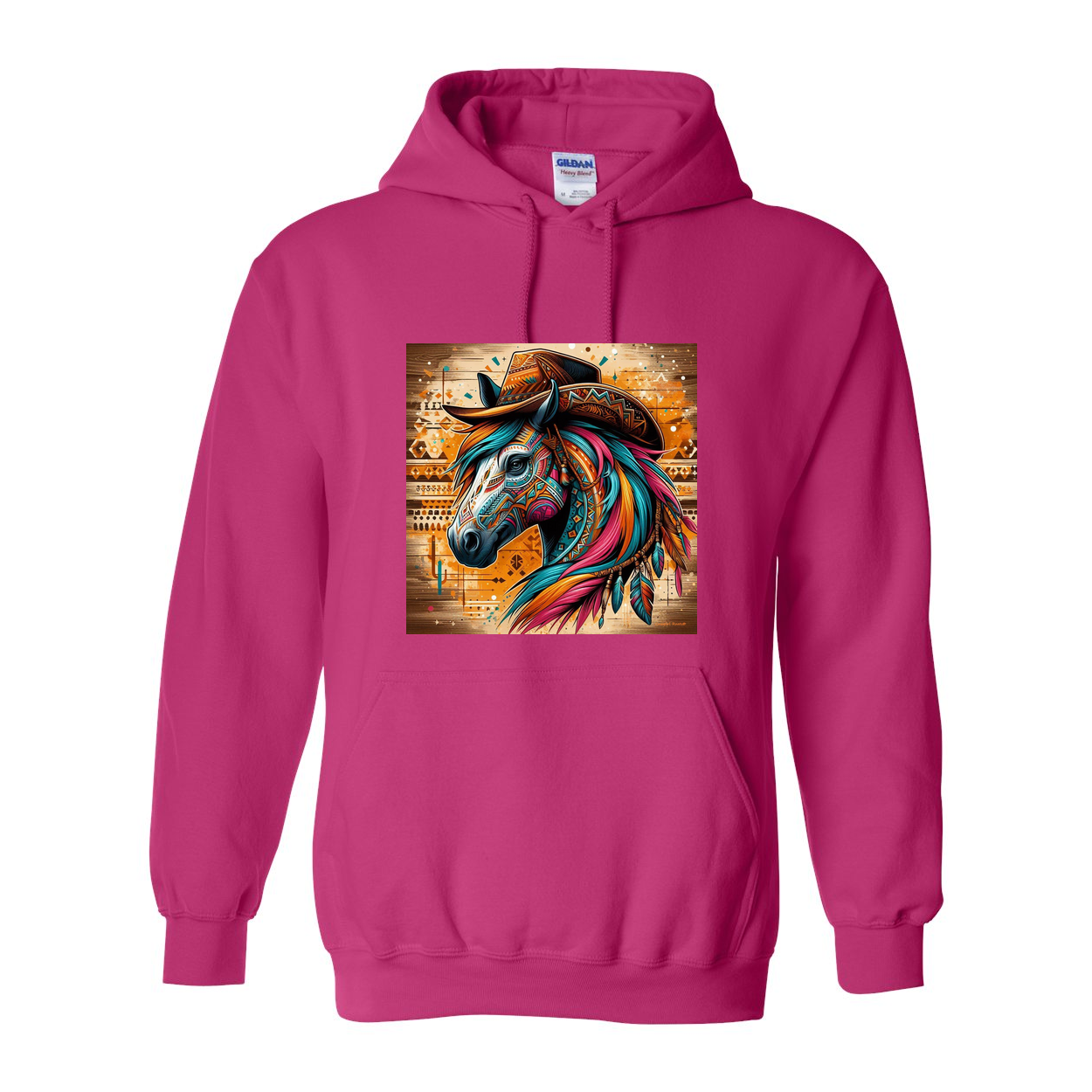 Tribal Horse Cowboy Gus Pull Over Front Pocket Hoodies