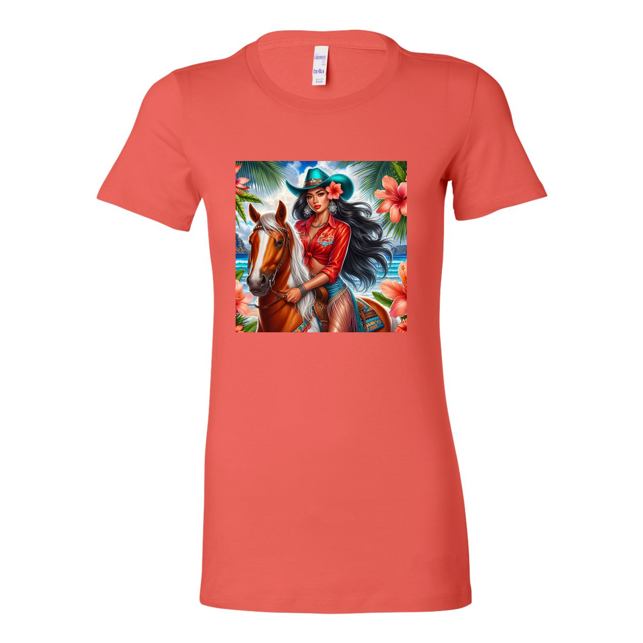 Hawaiian Cowgirl on Horse Favorite T Shirts