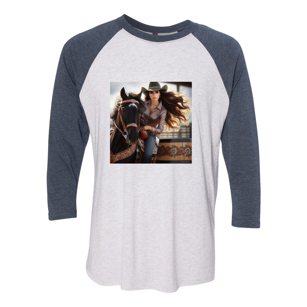 Rodeo Barrel Racer 3 4 Sleeve Raglan T Shirt