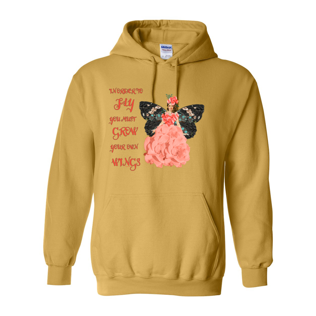 Fly Grow Your Own Wings Pull Over Front Pocket Hoodies