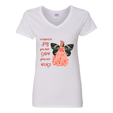 Load image into Gallery viewer, Fly Grow Your Own Wings V-Neck Cotton T-Shirts
