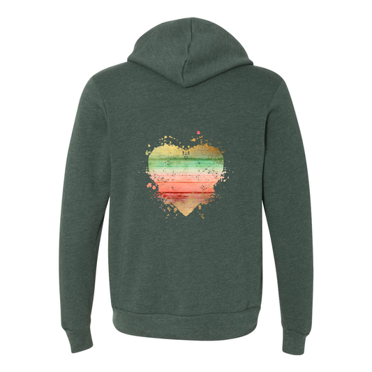 Cowgirl Roots™ Wood Splash Heart, Zip-Up Front Pocket Hooded Sweatshirts