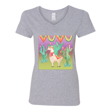 Load image into Gallery viewer, The Lone Llama V-Neck Cotton T-Shirts
