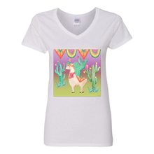 Load image into Gallery viewer, The Lone Llama V-Neck Cotton T-Shirts
