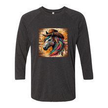 Load image into Gallery viewer, Cowboy Gus Tribal Horse 3 4 Sleeve Raglan T Shirts
