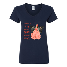 Load image into Gallery viewer, Fly Grow Your Own Wings V-Neck Cotton T-Shirts
