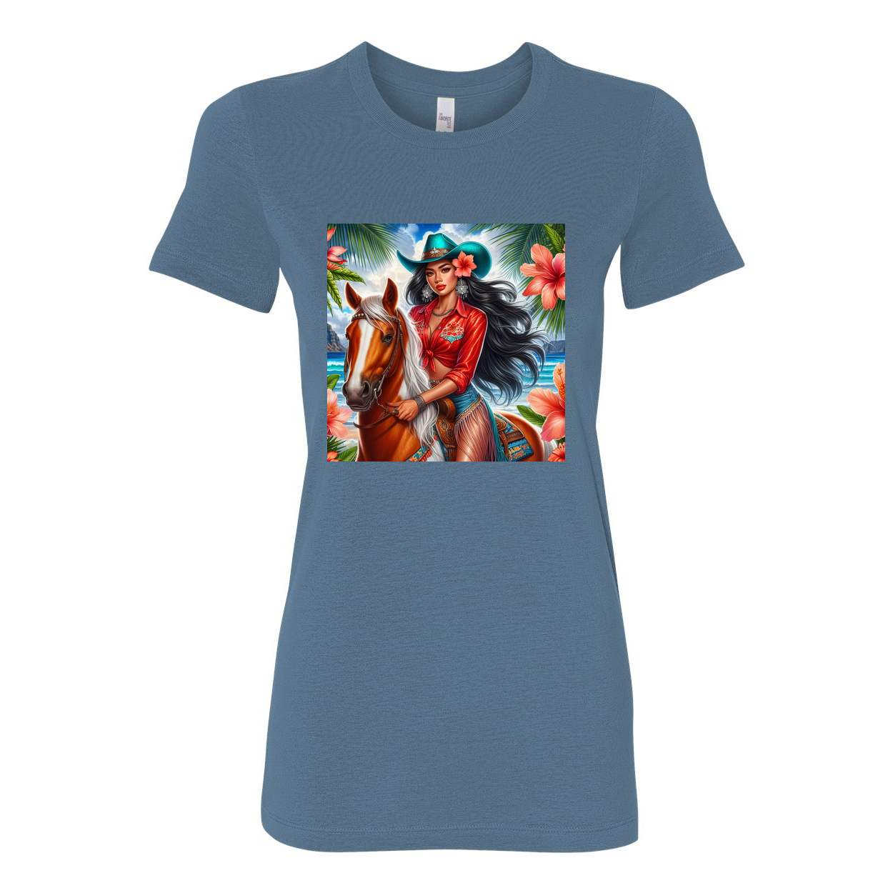 Hawaiian Cowgirl on Horse Favorite T Shirts