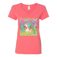 Load image into Gallery viewer, The Lone Llama V-Neck Cotton T-Shirts
