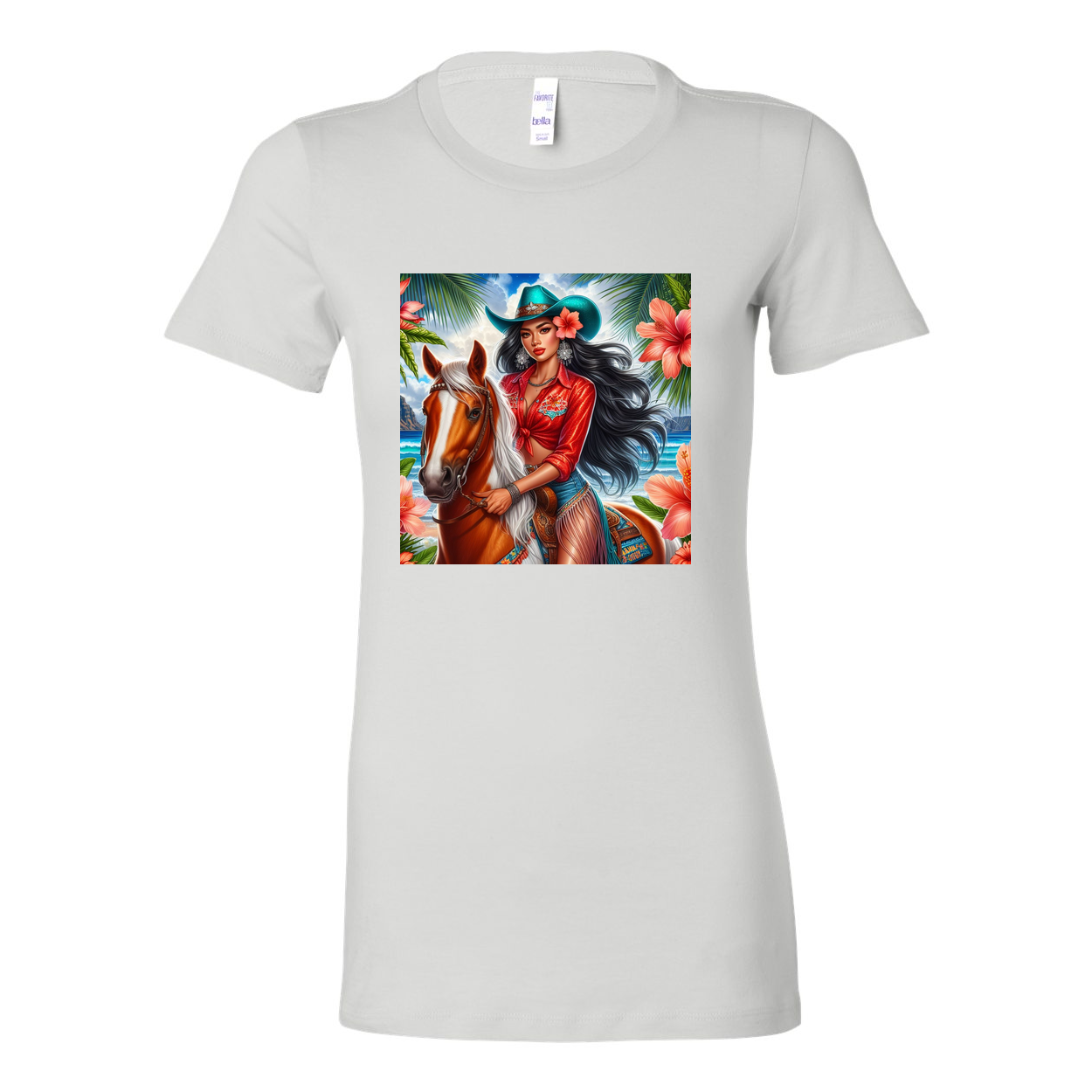 Hawaiian Cowgirl on Horse Favorite T Shirts