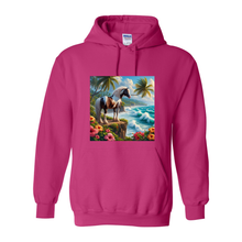 Load image into Gallery viewer, Tropical Red and White Paint Horse Pull Over Front Pocket Hoodies
