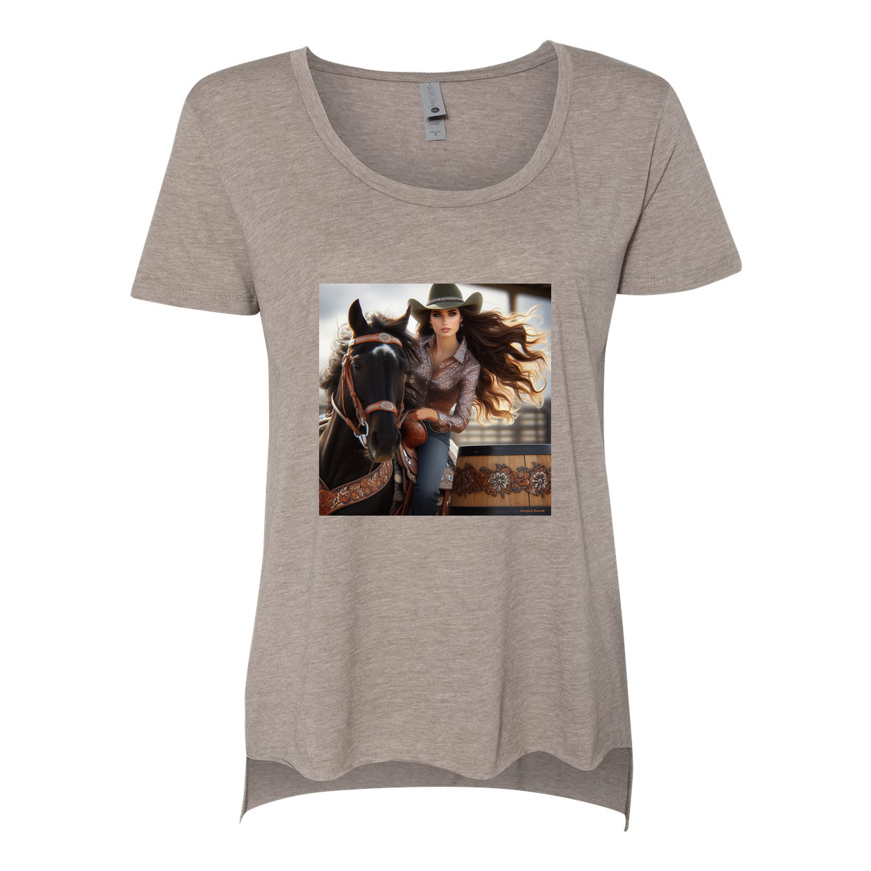 Rodeo Barrel Racer Scoop Neck T Shirt