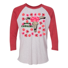 Load image into Gallery viewer, Cowgirl Roots™  Rowdy Cowgirl 3 4 Sleeve T Shirt

