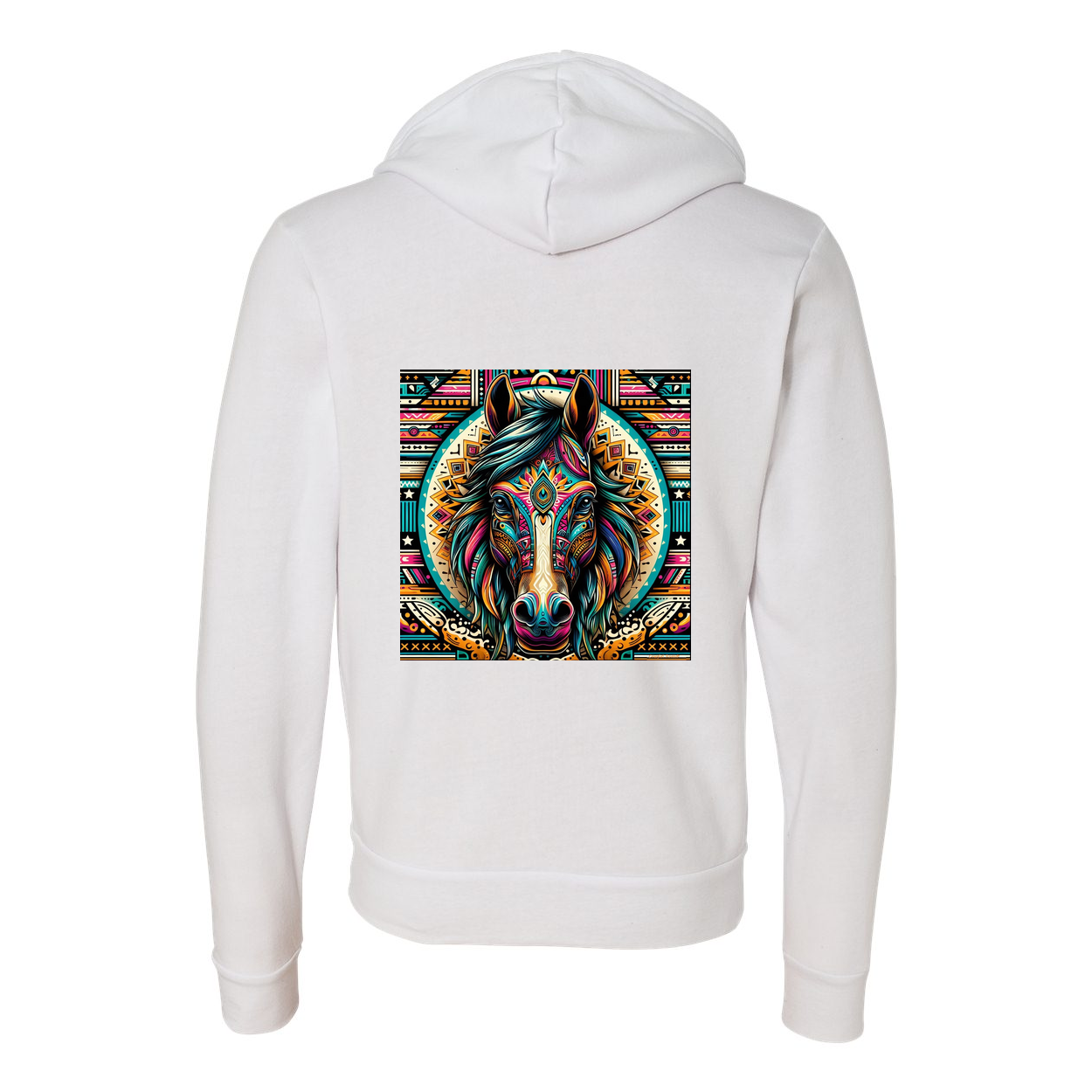 Tribal Horse Dusty Zip-Up Front Pocket Hooded Sweatshirts