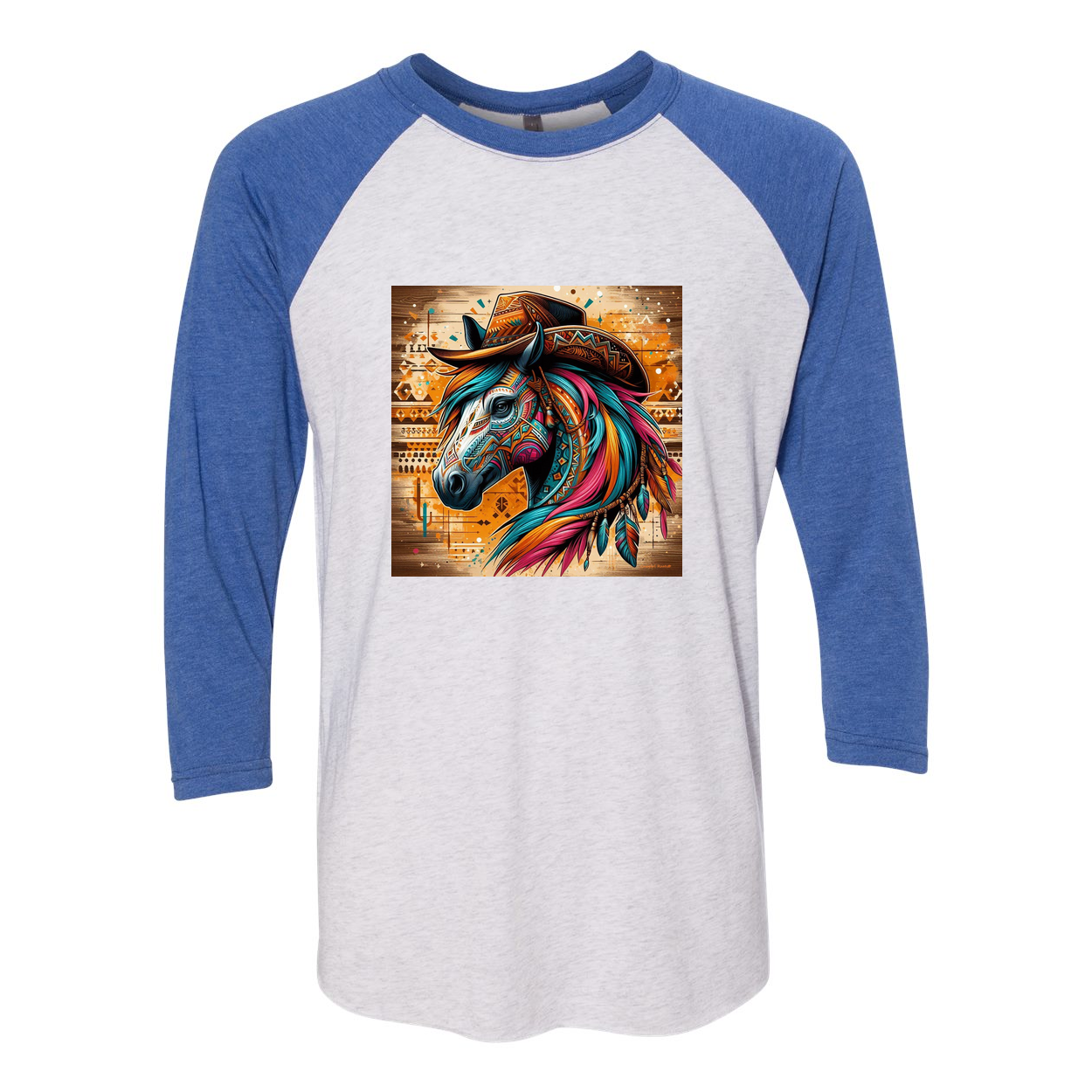 Cowboy Gus Tribal Horse 3 4 Sleeve Raglan T Shirts